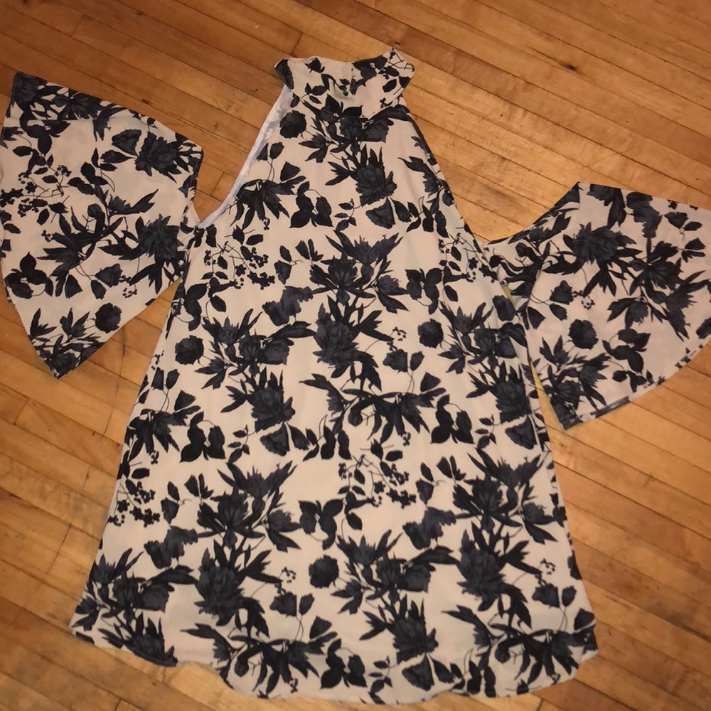 High neck off the shoulder dress